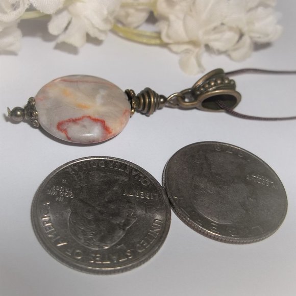 Necklace, Boho Necklace, Boho Jewelry, Faux Jasper Necklace, Gray Necklace, 7658 - Picture 2 of 10